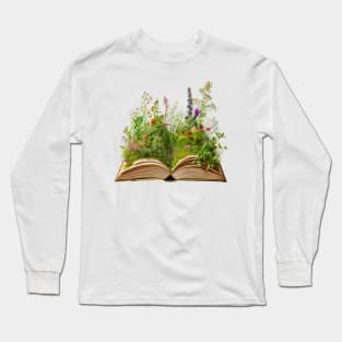 Various plants and flowers that grows in the pages of books Long Sleeve T-Shirt